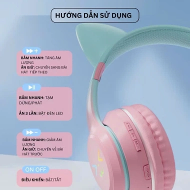 Tai nghe Bluetooth không dây BAK23 - Chống ồn, Mic, LED RGB, Bass mạnh, 229.000 VND
