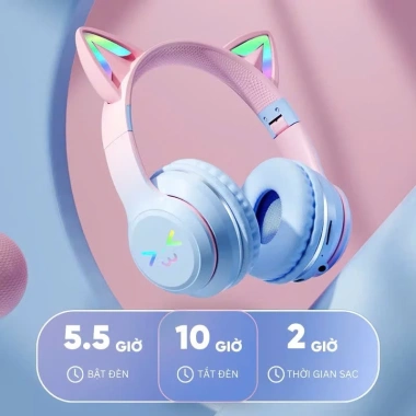 Tai nghe Bluetooth không dây BAK23 - Chống ồn, Mic, LED RGB, Bass mạnh, 229.000 VND