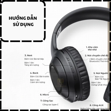 Tai Nghe Bluetooth Không Dây DR58 Chống Ồn, Mic, Pin 12‑15h - Giá 189k 9