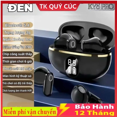 Tai Nghe Bluetooth KY5 PRO KY8 X55 KY9 5 Màu Trong Suốt - Màn Hình Kỹ Thuật Số, Giảm Ồn, Mic, 18.000 VNĐ