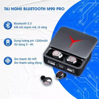 Tai Nghe Bluetooth M90 M10 M100 F9 Pro - Âm Thanh To Rõ, Sạc Dự Phòng, Nhạc Hay