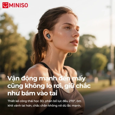 Tai nghe Bluetooth MINISO MS105 AI dịch 6.0 - Thể thao, mic, chống nước, trễ thấp, dịch 2 chiều, giá 129k 4 Tai nghe Bluetooth MINISO MS105 AI dịch 6.0 - Thể thao, mic, chống nước, trễ thấp, dịch 2 chiều, giá 129k 4