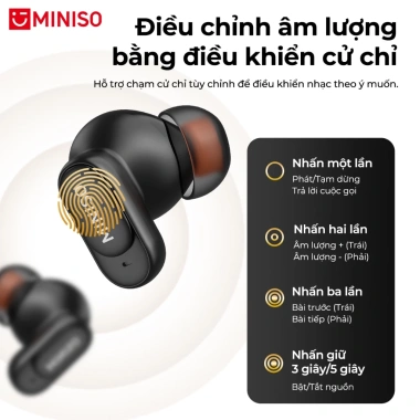 Tai nghe Bluetooth MINISO MS105 AI dịch 6.0 - Thể thao, mic, chống nước, trễ thấp, dịch 2 chiều, giá 129k
