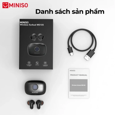 Tai nghe Bluetooth MINISO MS105 AI dịch 6.0 - Thể thao, mic, chống nước, trễ thấp, dịch 2 chiều, giá 129k