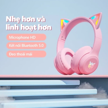 Tai nghe Bluetooth ONIKUMA B90 Hồng, chụp tai, mic, RGB, chơi game - 339.000đ 6 Tai nghe Bluetooth ONIKUMA B90 Hồng, chụp tai, mic, RGB, chơi game - 339.000đ 6