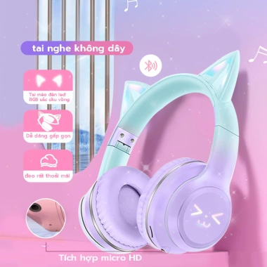 Tai nghe Bluetooth ONIKUMA B90 Hồng, chụp tai, mic, RGB, chơi game - 339.000đ