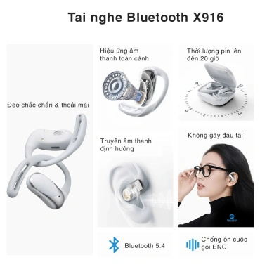 Tai nghe Bluetooth Open Ear Rockspace X916 TWS, 12 tháng BH, Giá chỉ 549.000 VNĐ 3
