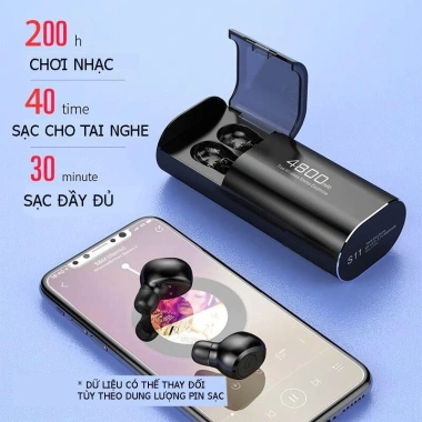 Tai Nghe Bluetooth S11 5.0 TWS - Kiêm Sạc, IPX5 Chống Nước, Bass Siêu Trầm, Bảo Hành 12 Tháng