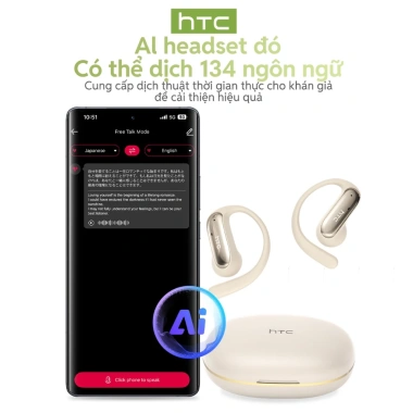 Tai nghe Bluetooth TWS HTC NE52 AI dịch thuật, Bluetooth 6.0, IPX5, bảo hành 1 năm - 239.000₫