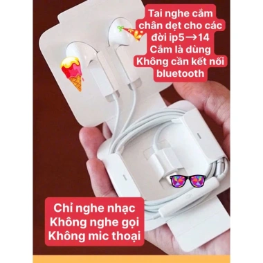 Tai Nghe Cắm Dây Chân Đẹt Bluetooth, Tự Bắt, Tương Thích iPhone 7‑14 Giá Ưu Đãi 48k