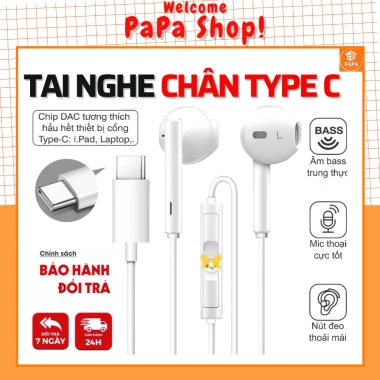 Tai Nghe Cáp Type C cho iPhone 17/16 ProMax, 15 Pro, 15 Plus, 15 Air – Mic nghe gọi, Bass mạnh, Giá chỉ 53.600₫