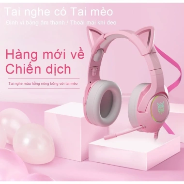 Tai nghe chơi game chụp tai ONIKUMA K9 RGB màu hồng tai mèo, mic, Laptop điện thoại 299k 3 Tai nghe chơi game chụp tai ONIKUMA K9 RGB màu hồng tai mèo, mic, Laptop điện thoại 299k 3