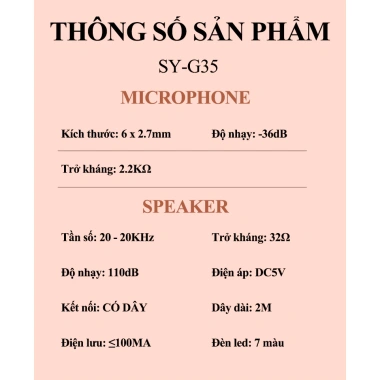 Tai nghe chơi game có dây SY-G35 tai mèo dễ thương, đèn LED RGB, giảm giá 252.000₫ 9 Tai nghe chơi game có dây SY-G35 tai mèo dễ thương, đèn LED RGB, giảm giá 252.000₫ 9