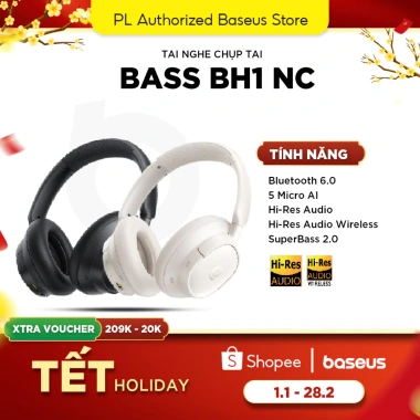 Tai Nghe Chụp Tai Baseus Bass BH1 NC Bluetooth 6.0 5 Micro AI Hi-Res Audio - Siêu Bass Không Dây, Giá chỉ 950.000 VND