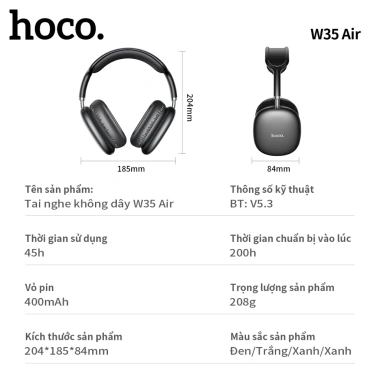 Tai nghe chụp tai Bluetooth 5.3 Smartcom W35 - Pin trâu, Bass mạnh, Giá 298.000đ