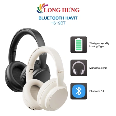 Tai nghe chụp tai Bluetooth Havit H619BT - Giá 249.000, âm thanh sống động, pin lâu