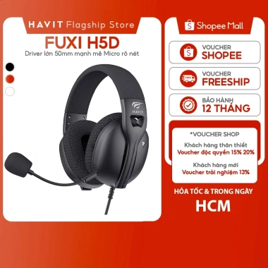 Tai Nghe Chụp Tai Có Dây Havit Fuxi H5D Driver Lớn, Đệm Bọt Hoạt Tính, Giá 429k