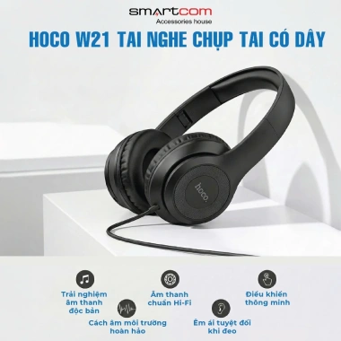 Tai nghe chụp tai có dây Hoco W21 - Bass mạnh, âm thanh siêu nhạy, giá 149.000₫