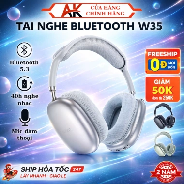 Tai Nghe Chụp Tai Hoco W35 BT5.3 - Mic Đàm Thoại, Pin 40h, Giá Ưu Đãi 313.600 VND