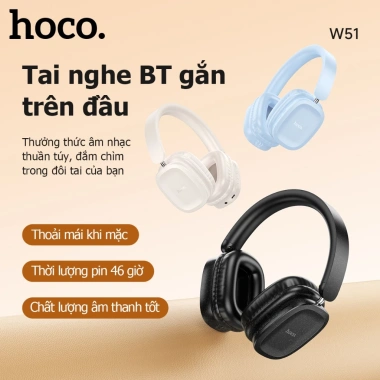 Tai nghe chụp tai Hoco W51 Bluetooth Giá 400k, tặng bọc tai nghe, Smartcom