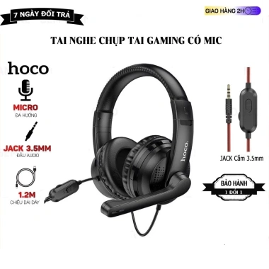 Tai nghe chụp tai mic Hoco W103 - Âm lượng điều chỉnh, chơi PUBG, PC/điện thoại, giảm còn 250k