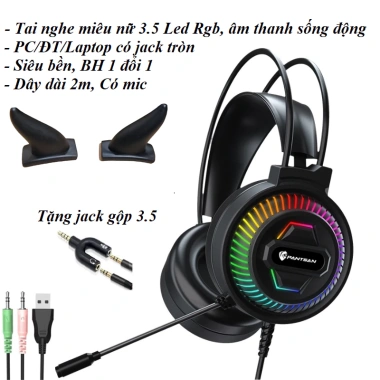 Tai nghe chụp tai P4 3.5 7.1 gaming có mic, PC/Laptop, chân tròn, BH 1 năm - Giá 189.000₫