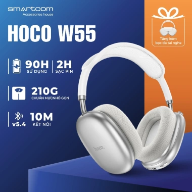 Tai nghe chụp tai W55 Plus Hoco 90h pin bass mạnh có dây tặng bọc 359.000₫