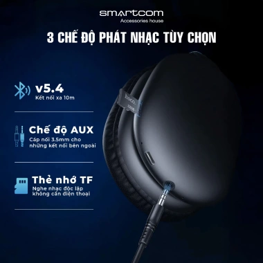 Tai nghe chụp tai W55 Plus Hoco 90h pin bass mạnh có dây tặng bọc 359.000₫