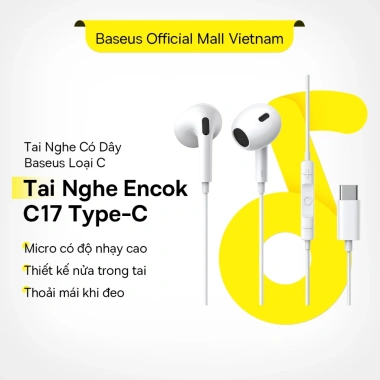 Tai Nghe Có Dây Baseus H17/C17 C-Type 3.5mm + Mic, Tương Thích Huawei Mate 40, Samsung, Xiaomi, OnePlus - Giá 180,593₫