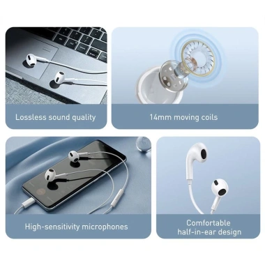 Tai Nghe Có Dây Baseus H17/C17 C-Type 3.5mm + Mic, Tương Thích Huawei Mate 40, Samsung, Xiaomi, OnePlus - Giá 180,593₫