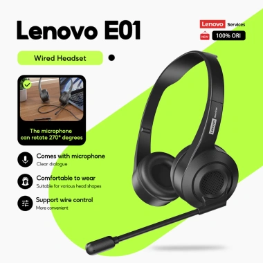 Tai nghe có dây Lenovo E01 khử tiếng ồn, micrô chuyên dụng cho trung tâm cuộc gọi, hỗ trợ máy tính - 289.000đ
