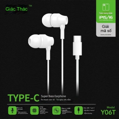 Tai nghe có dây Type-C tương thích Android & Apple 15/16/17 - Giá 79.286 VND giảm 20%