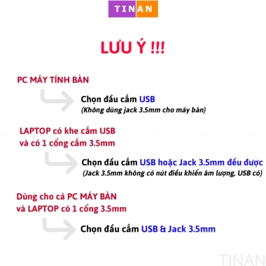 Tai Nghe Có Dây USB TinAN BW822 kèm Mic - Giá ưu đãi 198.000₫, phù hợp cho chăm sóc khách hàng, học online
