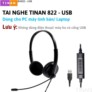 Tai Nghe Có Dây USB TinAN BW822 kèm Mic - Giá ưu đãi 198.000₫, phù hợp cho chăm sóc khách hàng, học online
