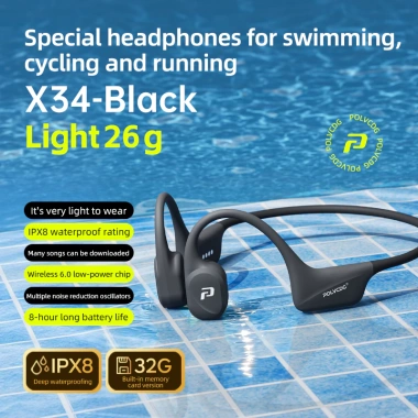 Tai nghe dẫn truyền xương Polvcdg-X34 IPX8 Bluetooth chống nước, micrô, 32G - Thể thao, xe đạp 12 Tai nghe dẫn truyền xương Polvcdg-X34 IPX8 Bluetooth chống nước, micrô, 32G - Thể thao, xe đạp 12