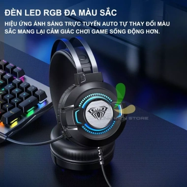 Tai Nghe Gaming AULA S602 Chụp Tai LED RGB + Mic Đàm Thoại Giảm còn 320.000 VND