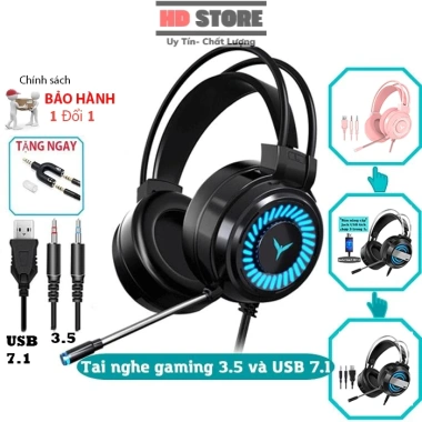 Tai nghe gaming chụp tai mic đàm thoại LED RGB, headphone cho PC, laptop, điện thoại, iPad - giảm giá 130.000₫