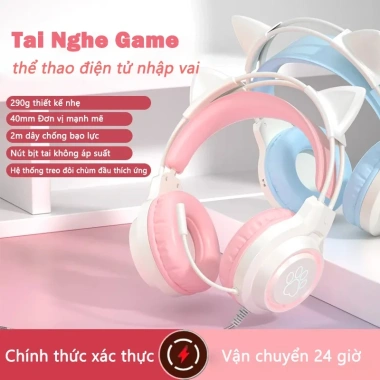 Tai Nghe Gaming G35 Dây, Micro Thủ Chuyên Nghiệp, Tai Mèo LED Nhiều Màu - 188k