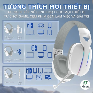 Tai Nghe Gaming Không Dây Attack Shark L90 LED RGB BT5.3, Macro, Pin Sạc - Giá 643.503đ