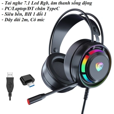 Tai nghe gaming P4 3.5mm 7.1 chụp tai mic LED RGB 100 mẫu, chân tròn, bảo hành 1 năm - 165k