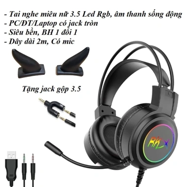Tai nghe gaming P4 3.5mm 7.1 chụp tai mic LED RGB 100 mẫu, chân tròn, bảo hành 1 năm - 165k