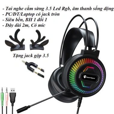 Tai nghe gaming P4 3.5mm 7.1 chụp tai mic LED RGB 100 mẫu, chân tròn, bảo hành 1 năm - 165k