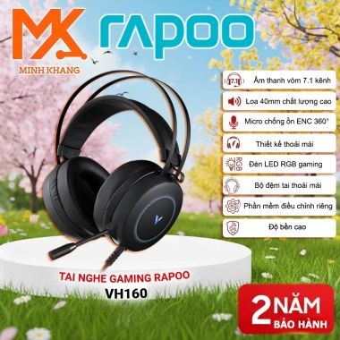 Tai Nghe Gaming Rapoo VH160 - Âm Thanh Vòm 7.1 Kênh Ảo, Đèn LED Sáng Đèn, Mic Chống Ồn - 429.000 VND