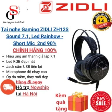 Tai nghe Gaming ZIDLI ZH12S 7.1 Sound, LED Rainbow, Mic ngắn - Hàng chính hãng, giá 250.000₫ Tai nghe Gaming ZIDLI ZH12S 7.1 Sound, LED Rainbow, Mic ngắn - Hàng chính hãng, giá 250.000₫