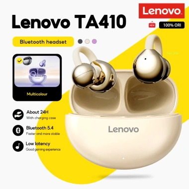 Tai nghe kẹp tai Lenovo TA410 TWS Bluetooth 5.4, Điều khiển cảm ứng, Pin lâu dài, Mic – Giá chỉ 356.000 VND