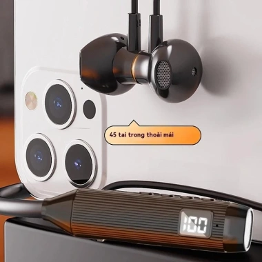 Tai nghe không dây Bluetooth 5.3 LED, dây đeo cổ, không thấm nước, siêu năng lượng - 65.000₫