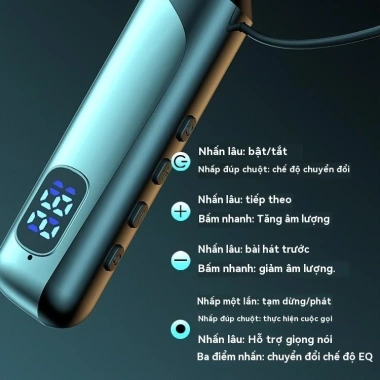 Tai nghe không dây Bluetooth HiFi Bass, chống ồn, màn hình LED, hỗ trợ thẻ SD