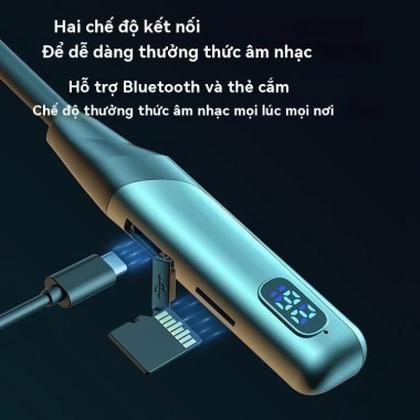 Tai nghe không dây Bluetooth HiFi Bass, chống ồn, màn hình LED, hỗ trợ thẻ SD