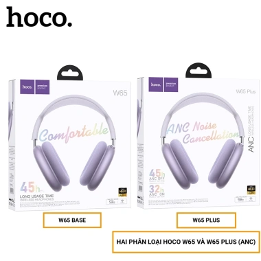 Tai nghe không dây Hoco W65 Plus Bluetooth 5.4, pin 45h, micro, nghe nhạc xem phim cực phê - Chính hãng 420.116₫