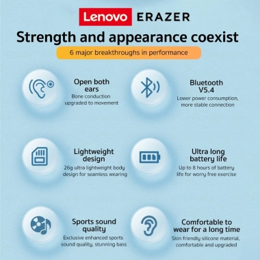 Tai nghe không dây Lenovo ERAZER XF22 Bluetooth 5.4 – Thể thao, cảm ứng, HIFI, chống nước, chỉ 329.000₫ 3 Tai nghe không dây Lenovo ERAZER XF22 Bluetooth 5.4 – Thể thao, cảm ứng, HIFI, chống nước, chỉ 329.000₫ 3